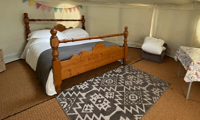 inside the yurts at Cantref Adventure Farm