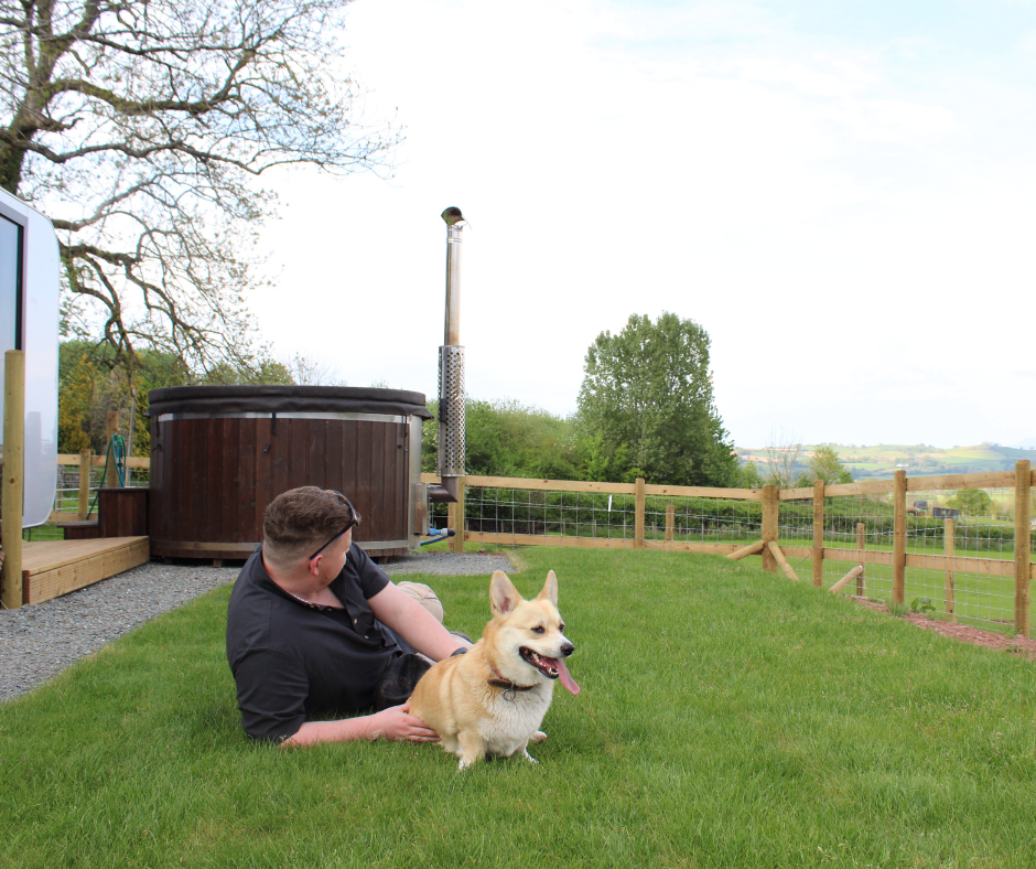 bluebell camping pod outside area cantref