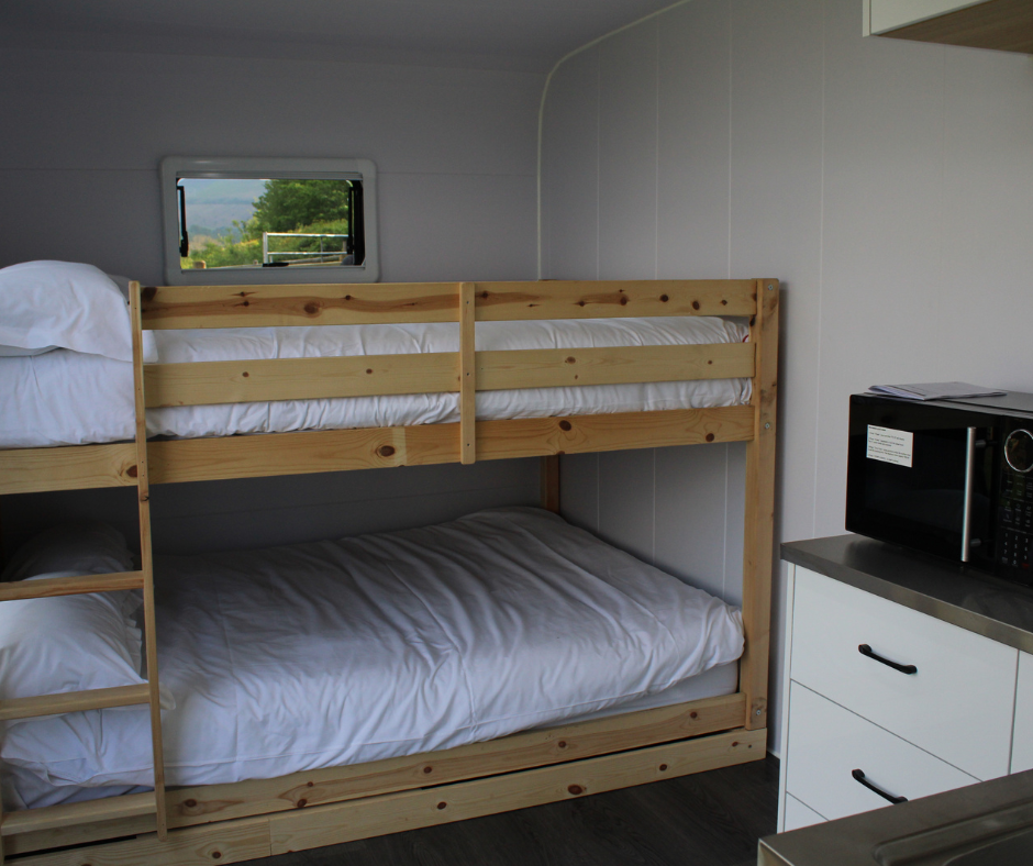 Inside Bluebell Pod Cantref Adventure Farm