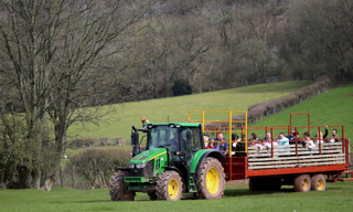 tractor and trailer ride at cantref adventure farm
