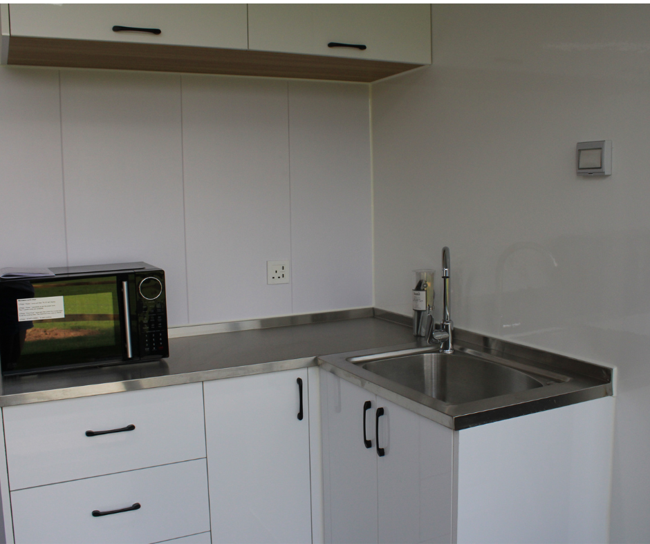 Bluebell Pod kitchen area Cantref