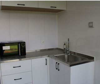 Bluebell Pod kitchen area Cantref